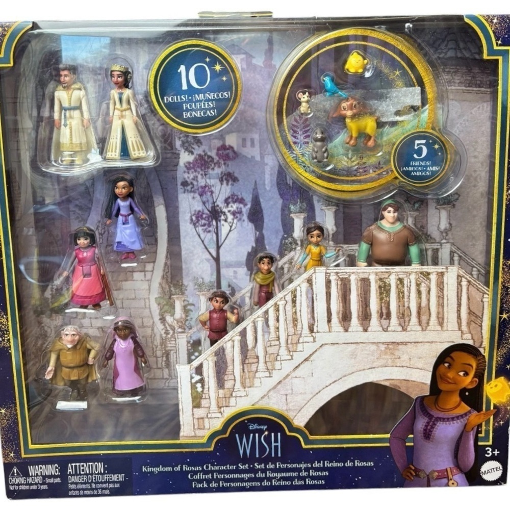 Disney Wish Kingdom of Rosas Character Set 10 Dolls 5 Friends Mattel NEW